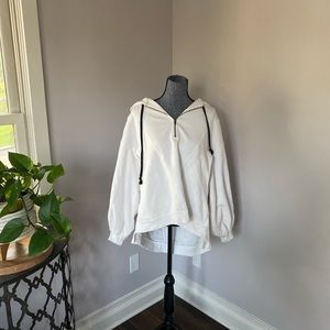 Free people white quarter zip hoodie